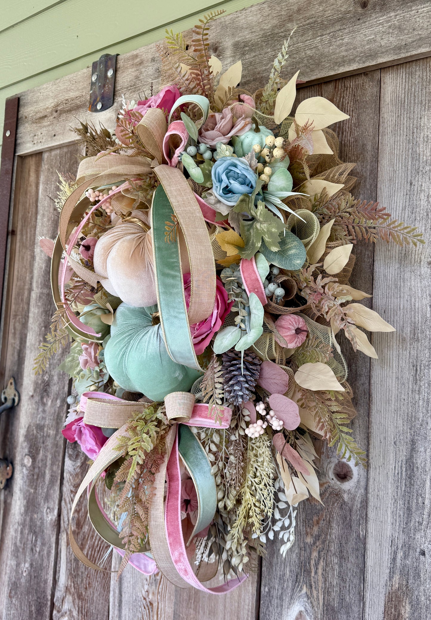 Velvet Pumpkin & Peony Fall Wreath