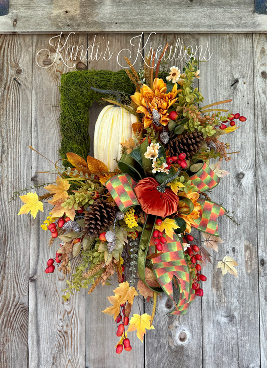 Autumn Harvest Square Moss Wreath