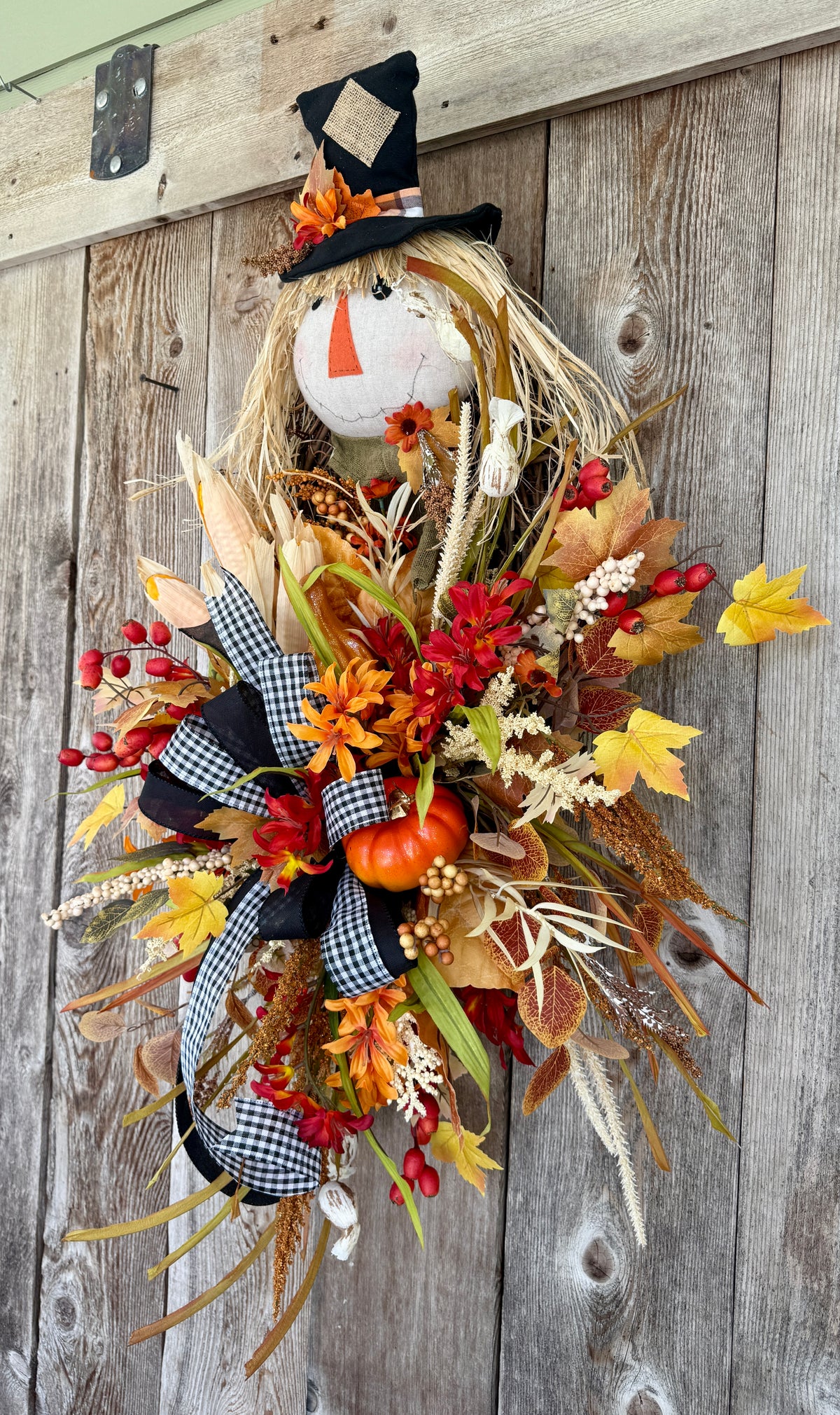 Whimsical Scarecrow Grapevine Wreath | Fall Harvest Door Decor