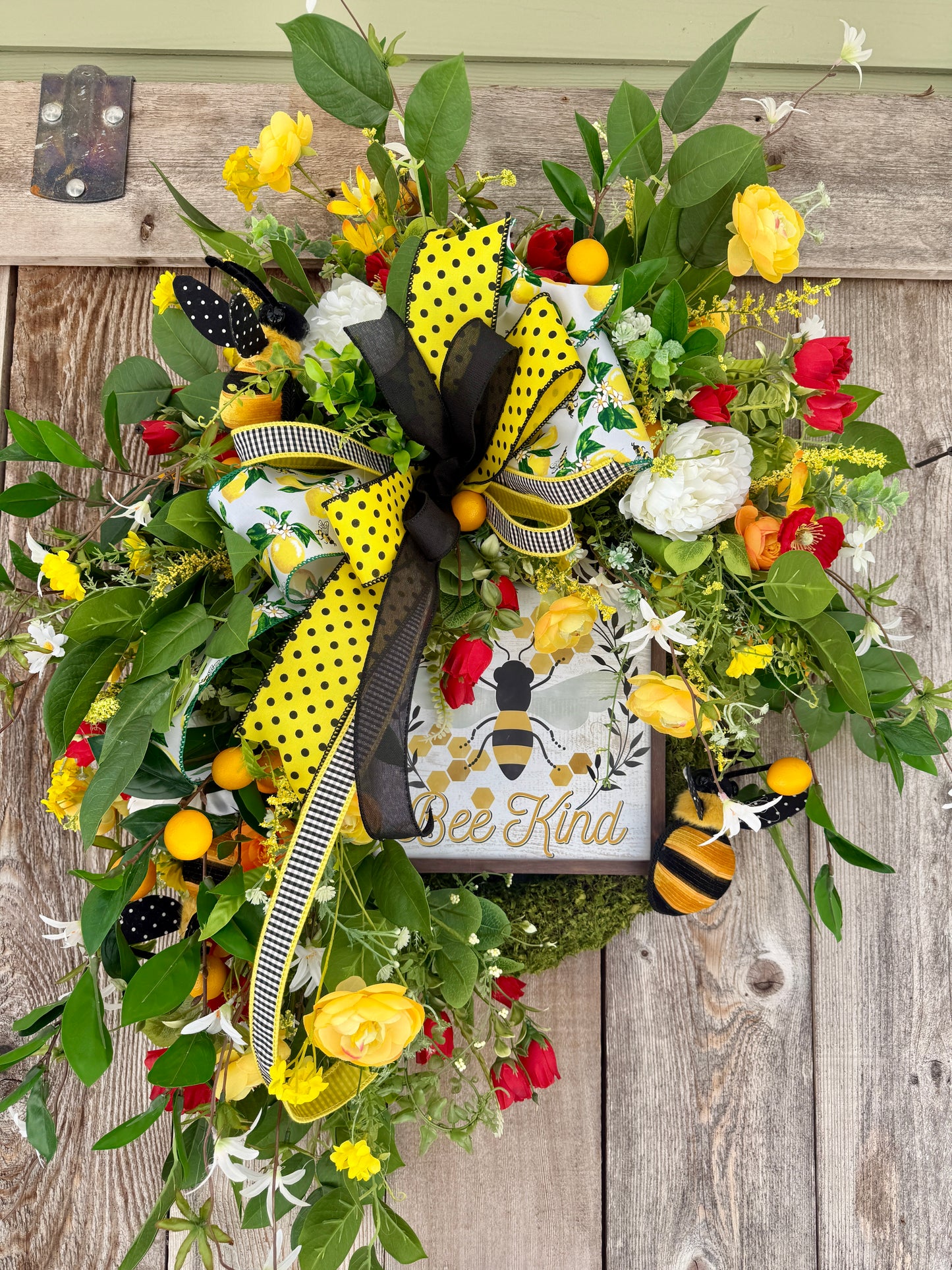 “Bee Kind” Moss Base Wreath 🐝🌿