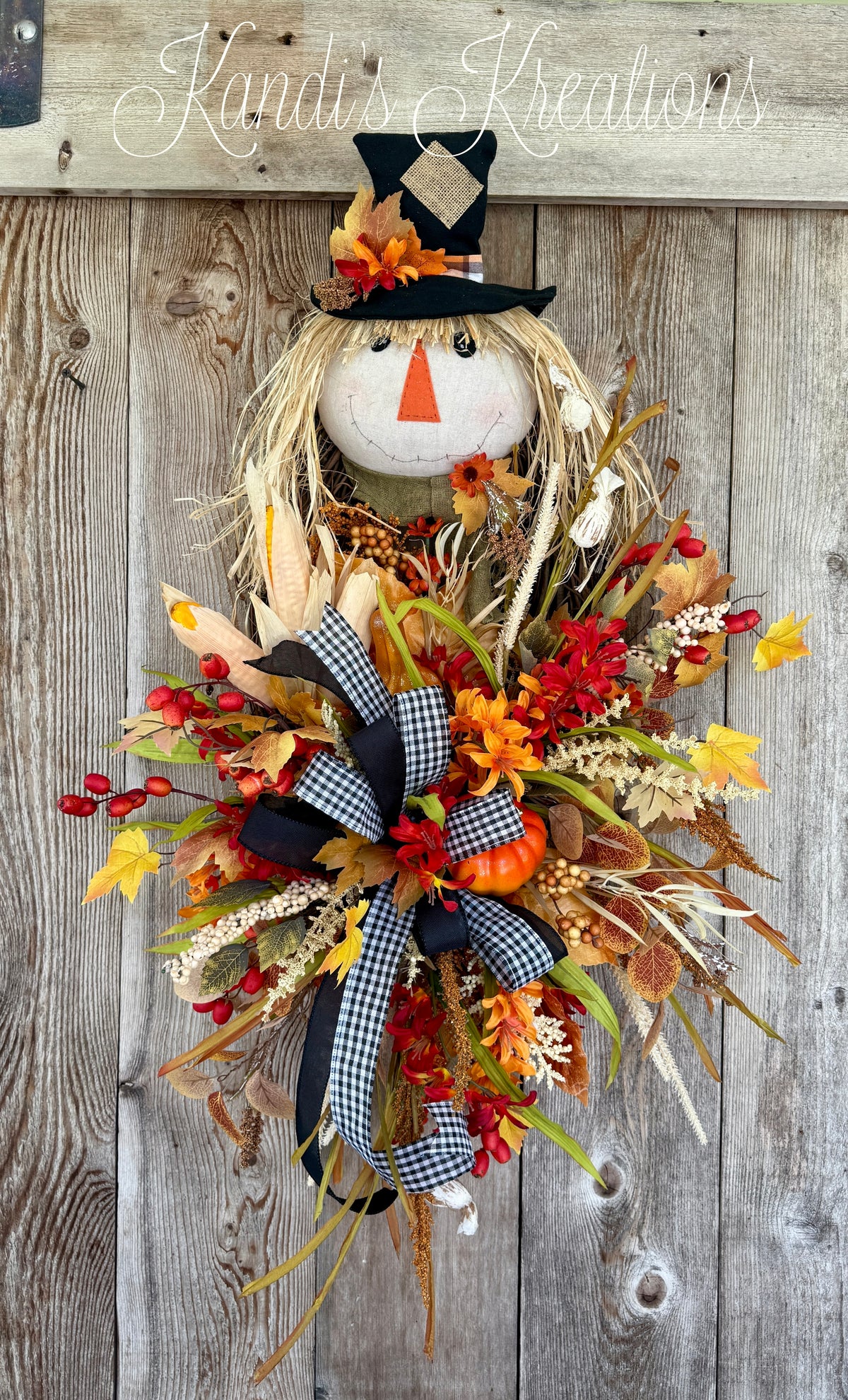 Whimsical Scarecrow Grapevine Wreath | Fall Harvest Door Decor