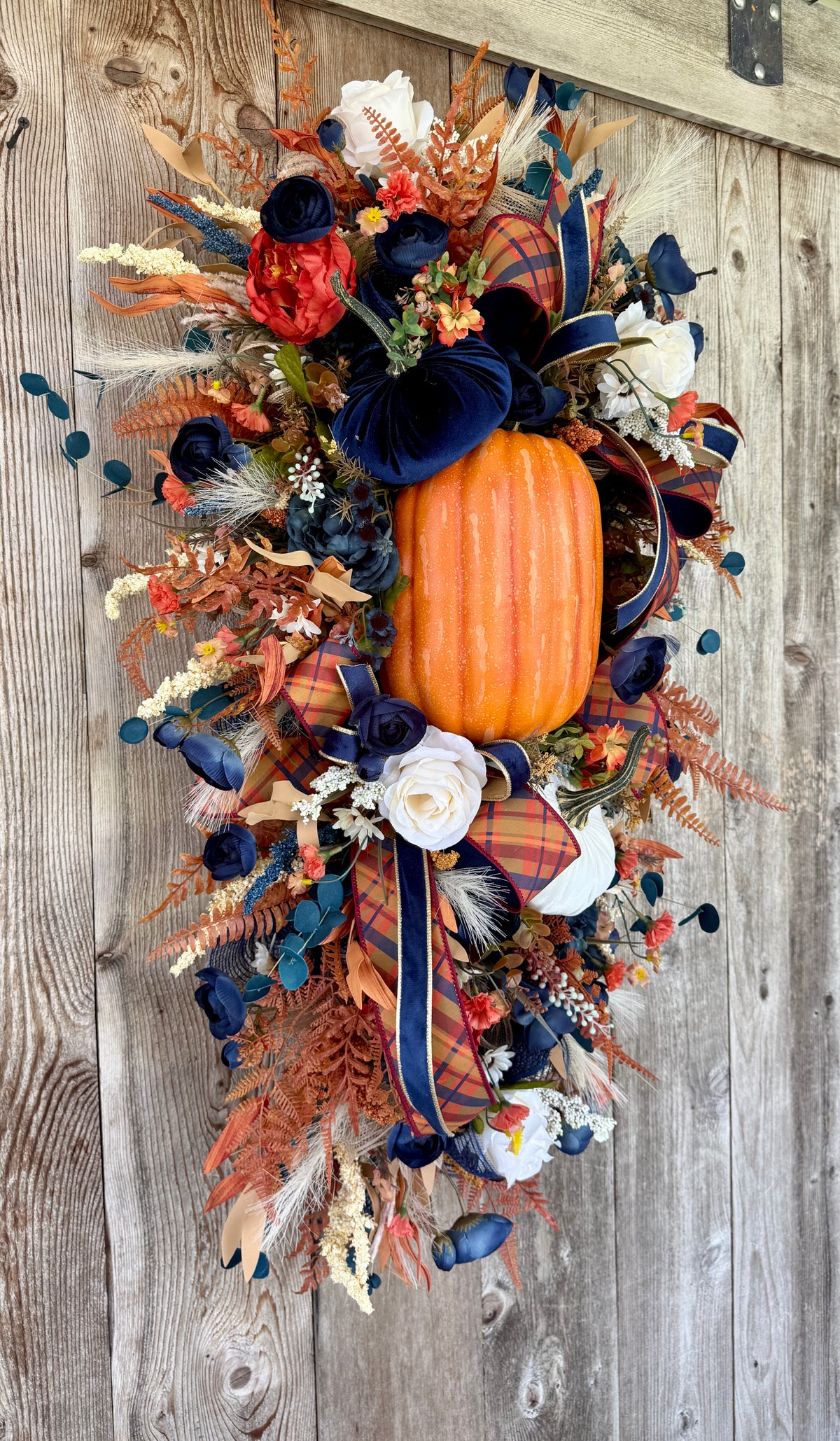 Navy & Pumpkin Luxury Fall Door Swag