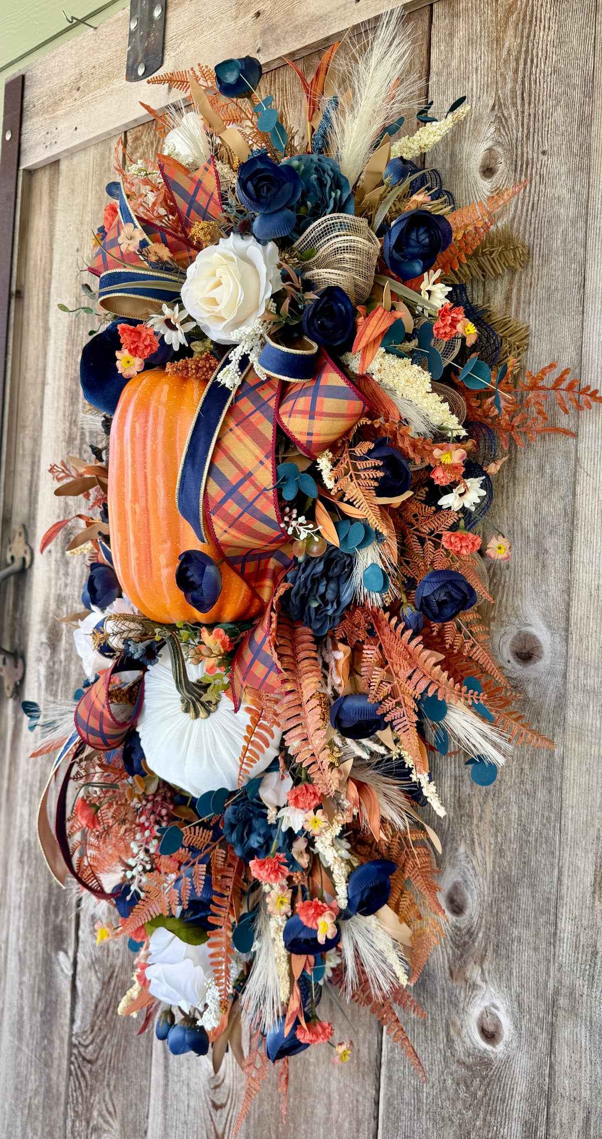 Navy & Pumpkin Luxury Fall Door Swag