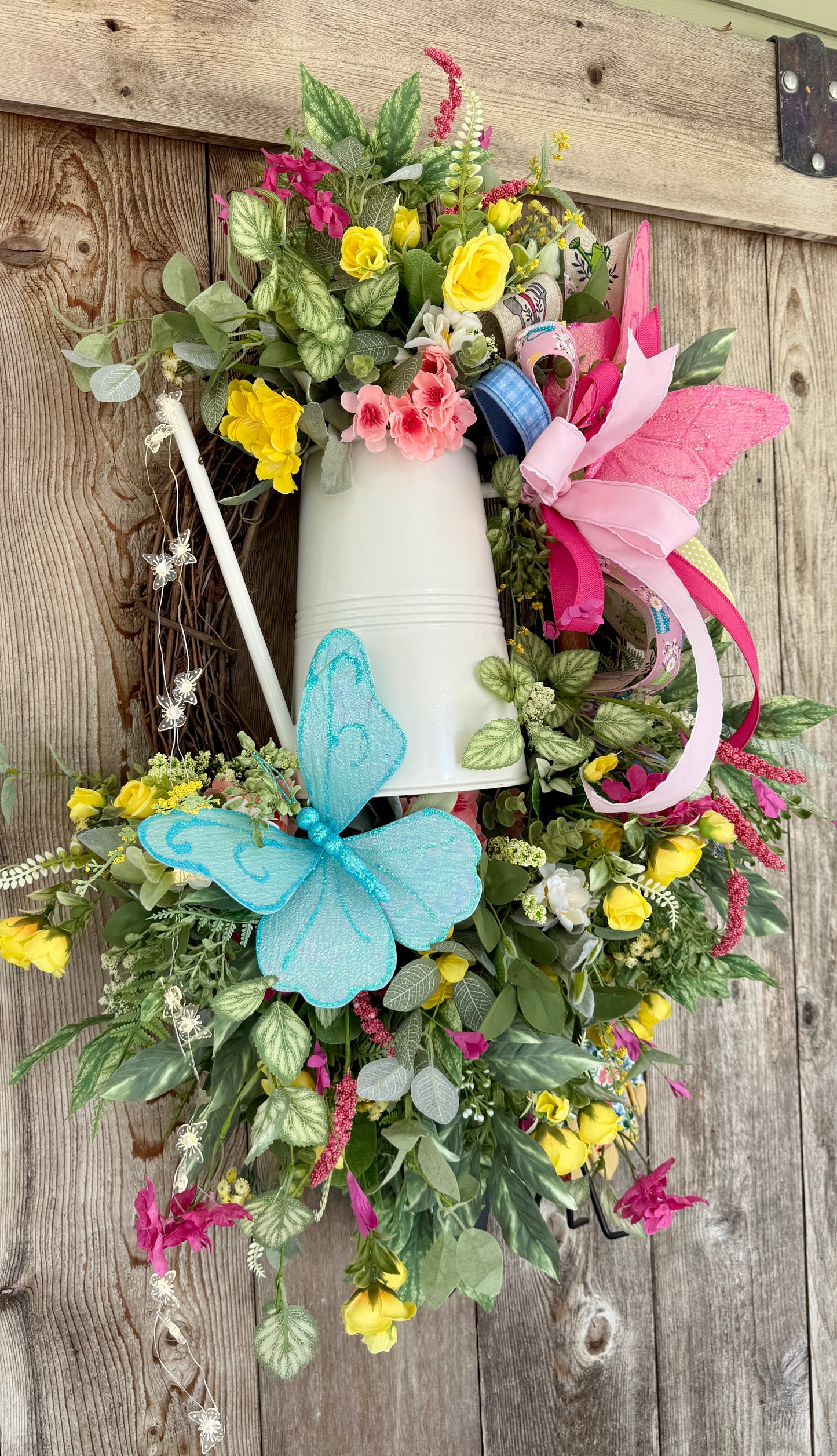 Spring Garden Watering Can Wreath