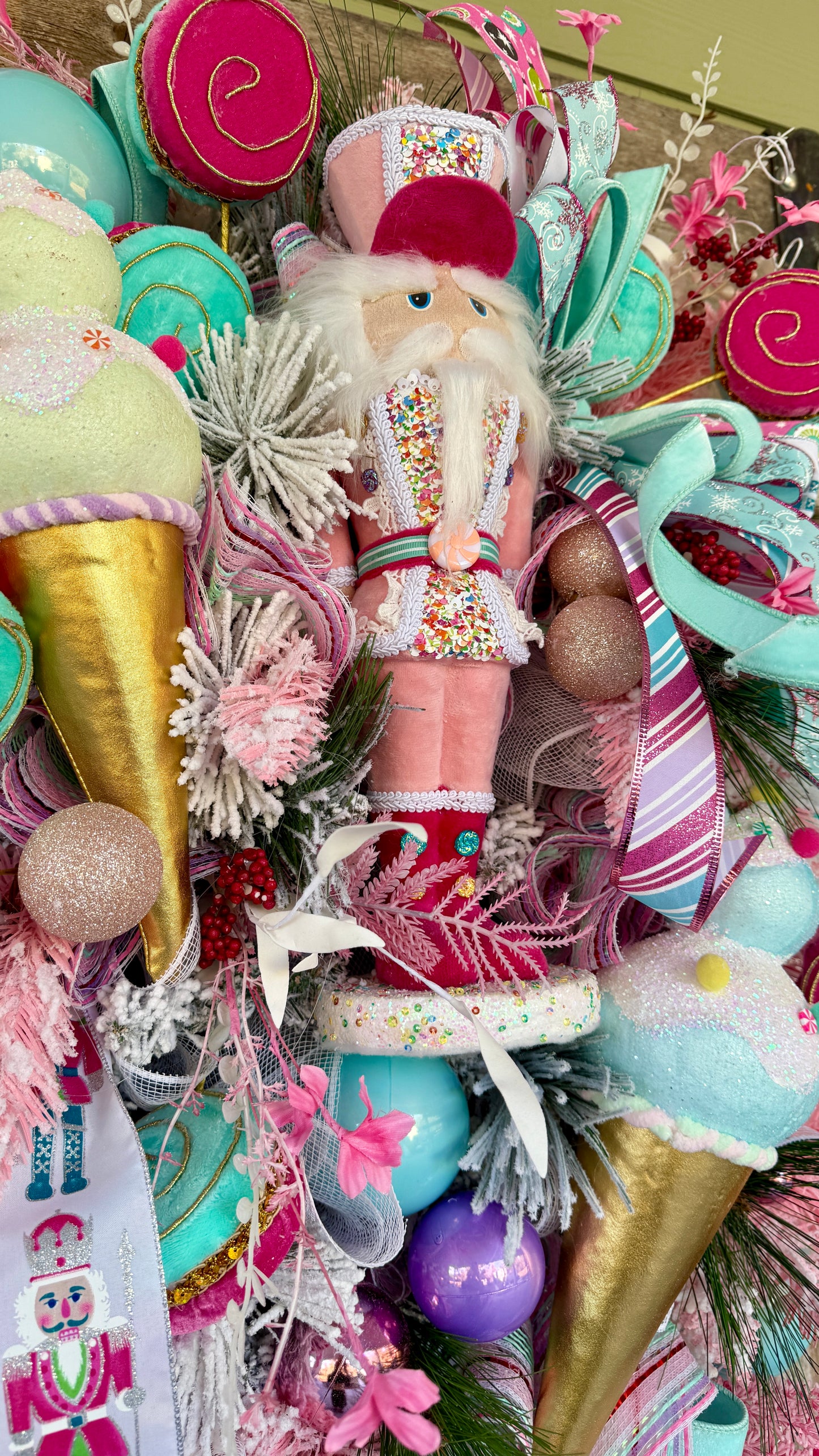 XL whimsical candy land nutcracker wreath