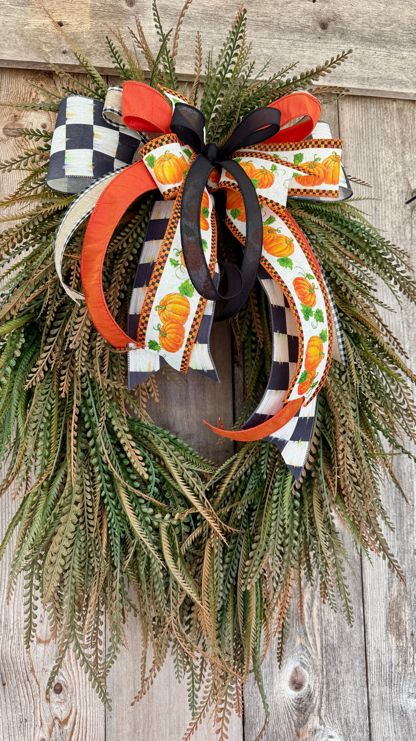 Fall beaded grass grapevine wreath