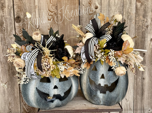 Halloween Jack-O’-Lantern Floral Centerpiece | Elegant Fall Pumpkin Arrangement