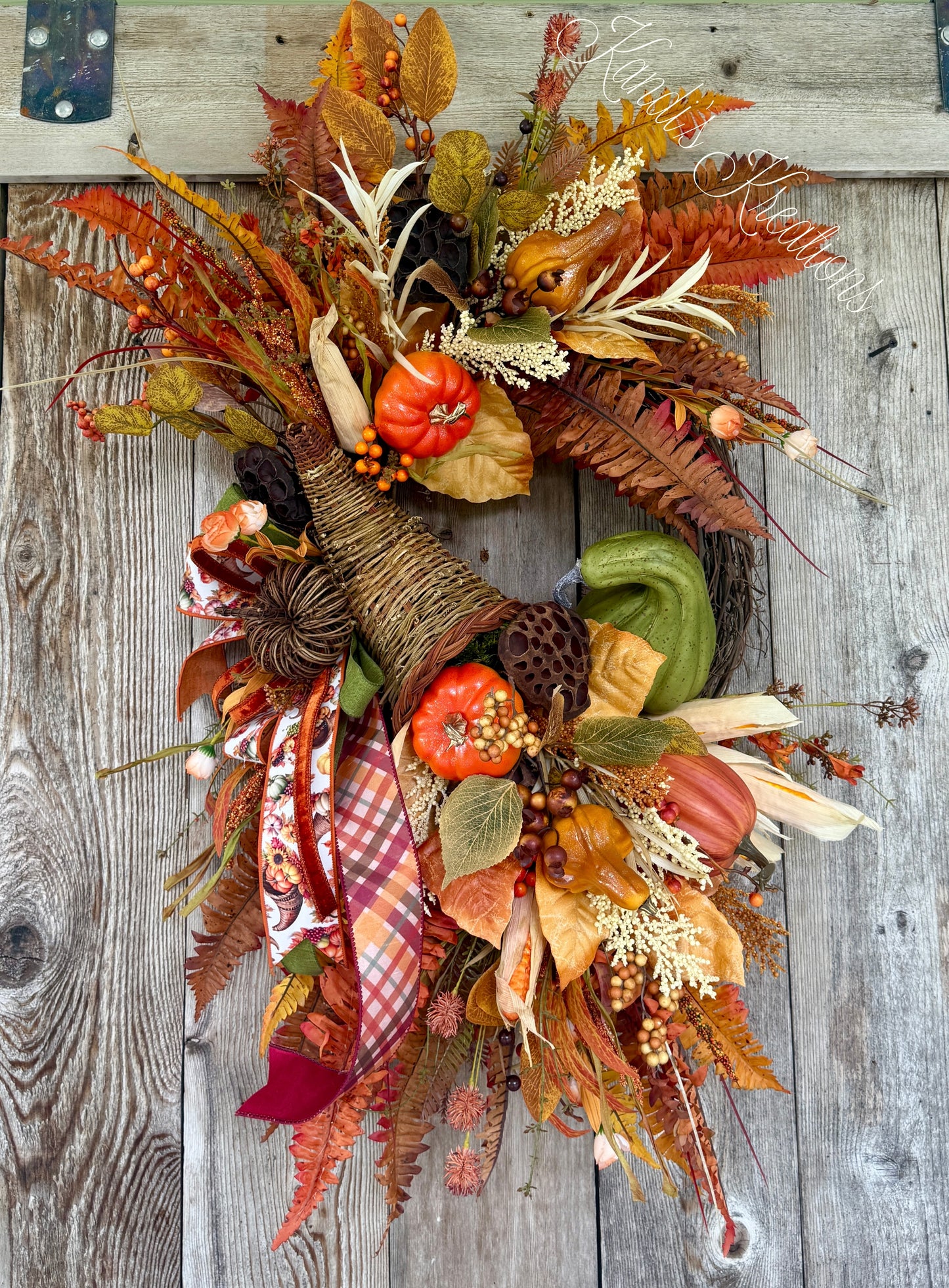 Harvest Cornucopia Grapevine Wreath – Luxury Fall & Thanksgiving Door Decor