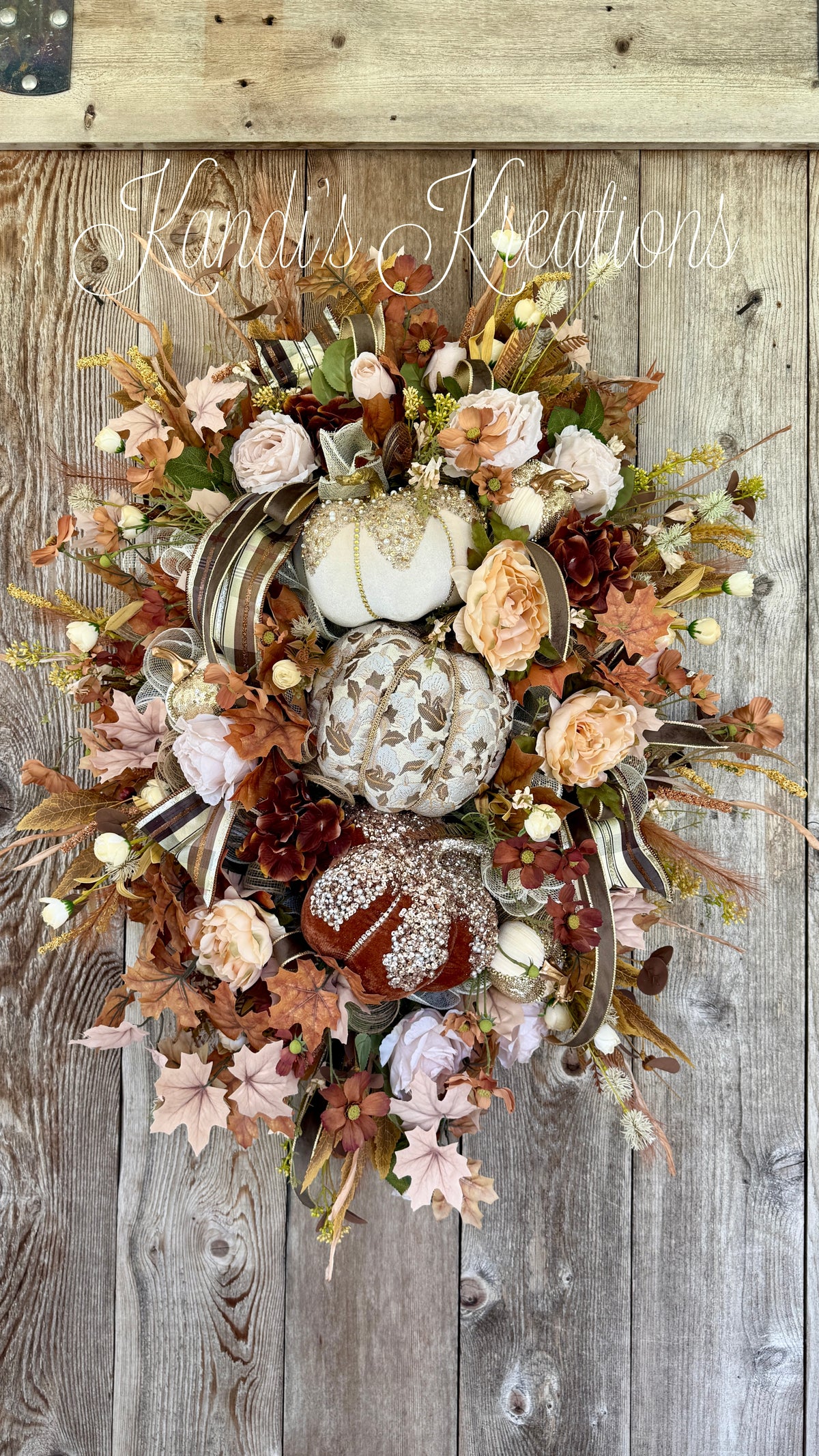 Elegant Harvest Pumpkin Oval Wreath