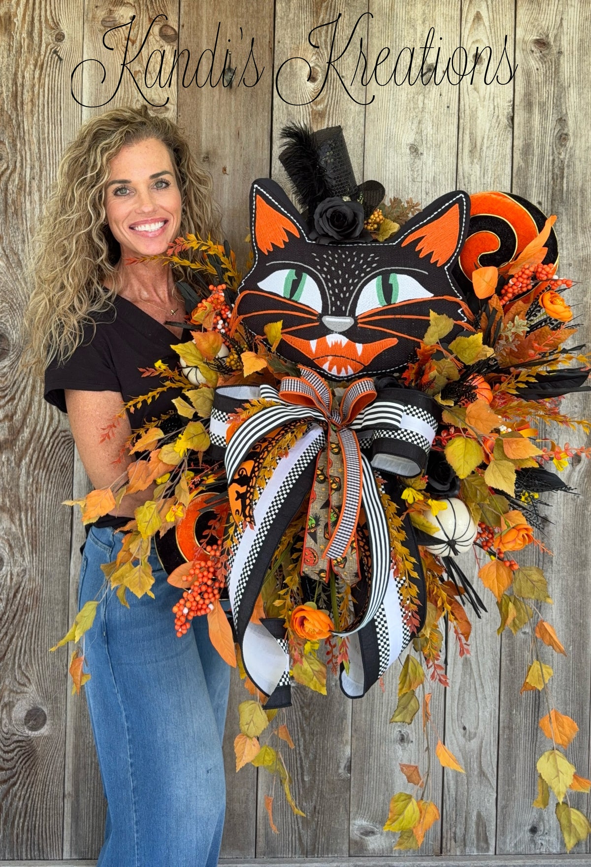 Halloween Black Cat Wreath